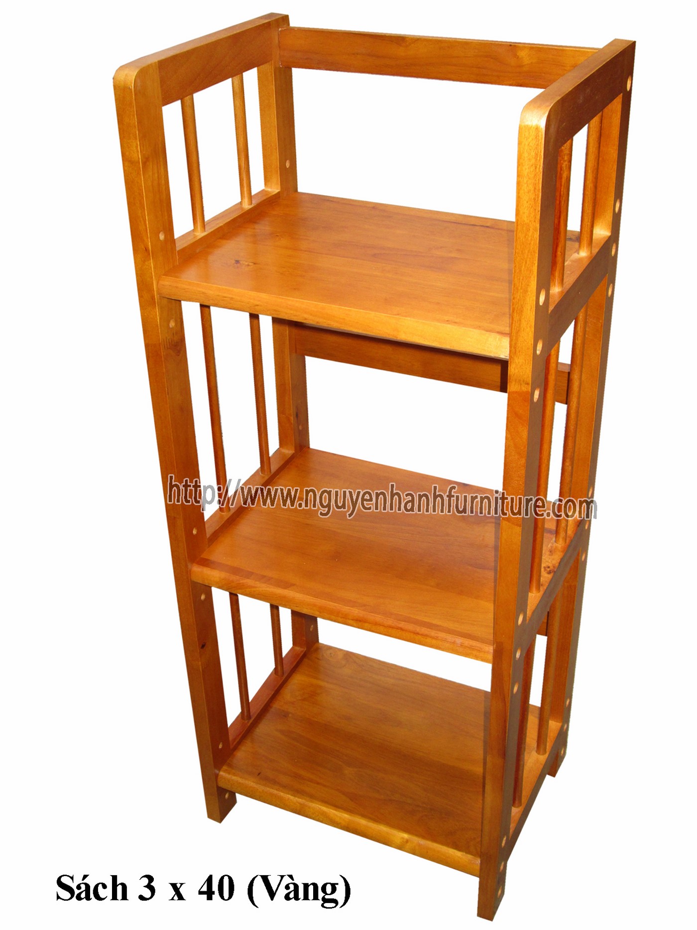 Name product: Triple storey Adjustable Bookshelf 40 (Yellow) - Dimensions: 40 x 28 x 90 (H) - Description: Wood natural rubber